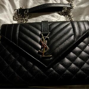 Authentic NEW Yves Saint Laurent YSL Envelope Medium Quilted Shoulder Bag Black
